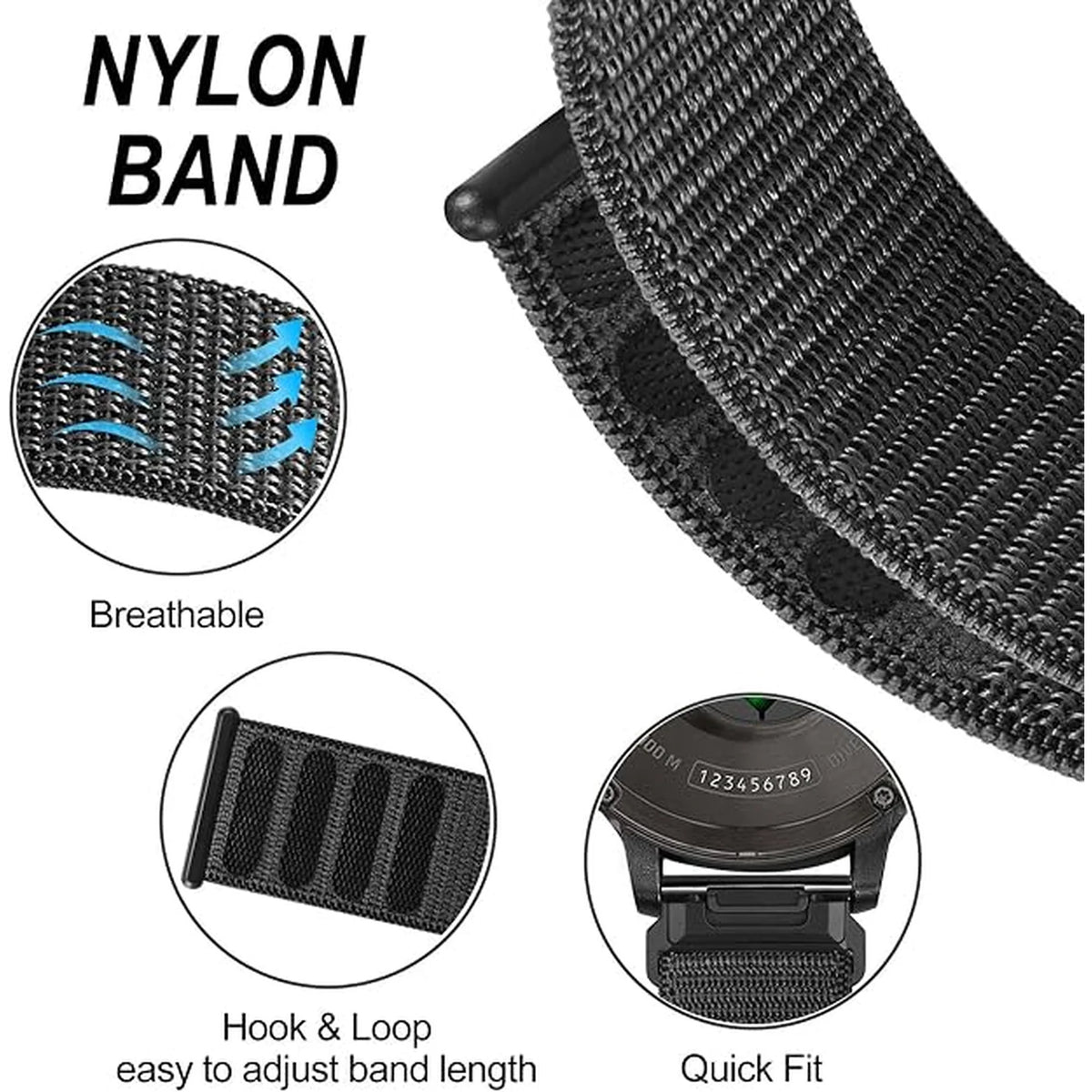 QuickFit Nylon Watch Band for Garmin - 22mm