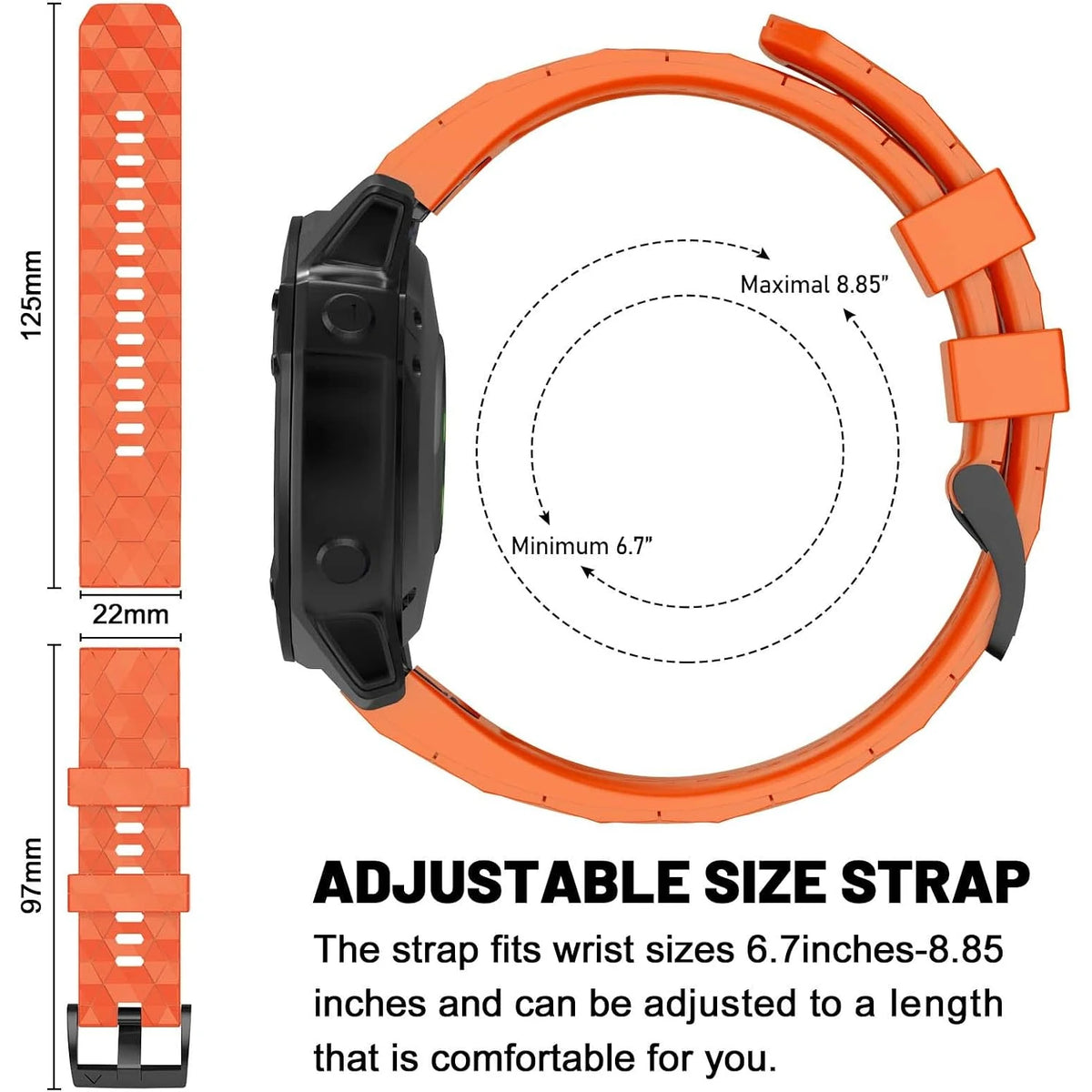 QuickFit Silicone Watch Band for Garmin - 22mm