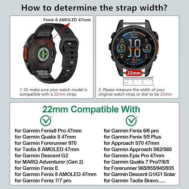 QuickFit Silicone Watch Band for Garmin - 22mm