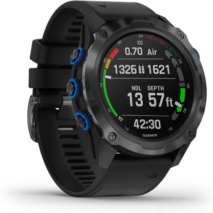 Garmin Descent Mk2i GPS dive smartwatch with a white band and digital display, designed for underwater and outdoor activities.
