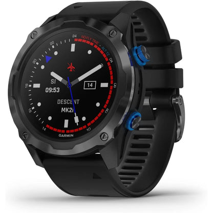 Garmin Descent Mk2i GPS dive watch with white band and digital display, designed for underwater and outdoor activities
