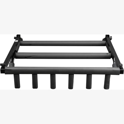 Black metal rack on a white background