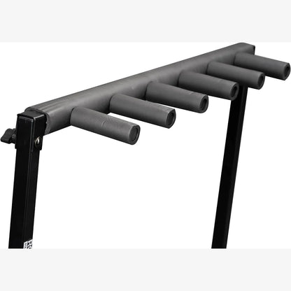 Black pull-up bar with gray grips on a white background