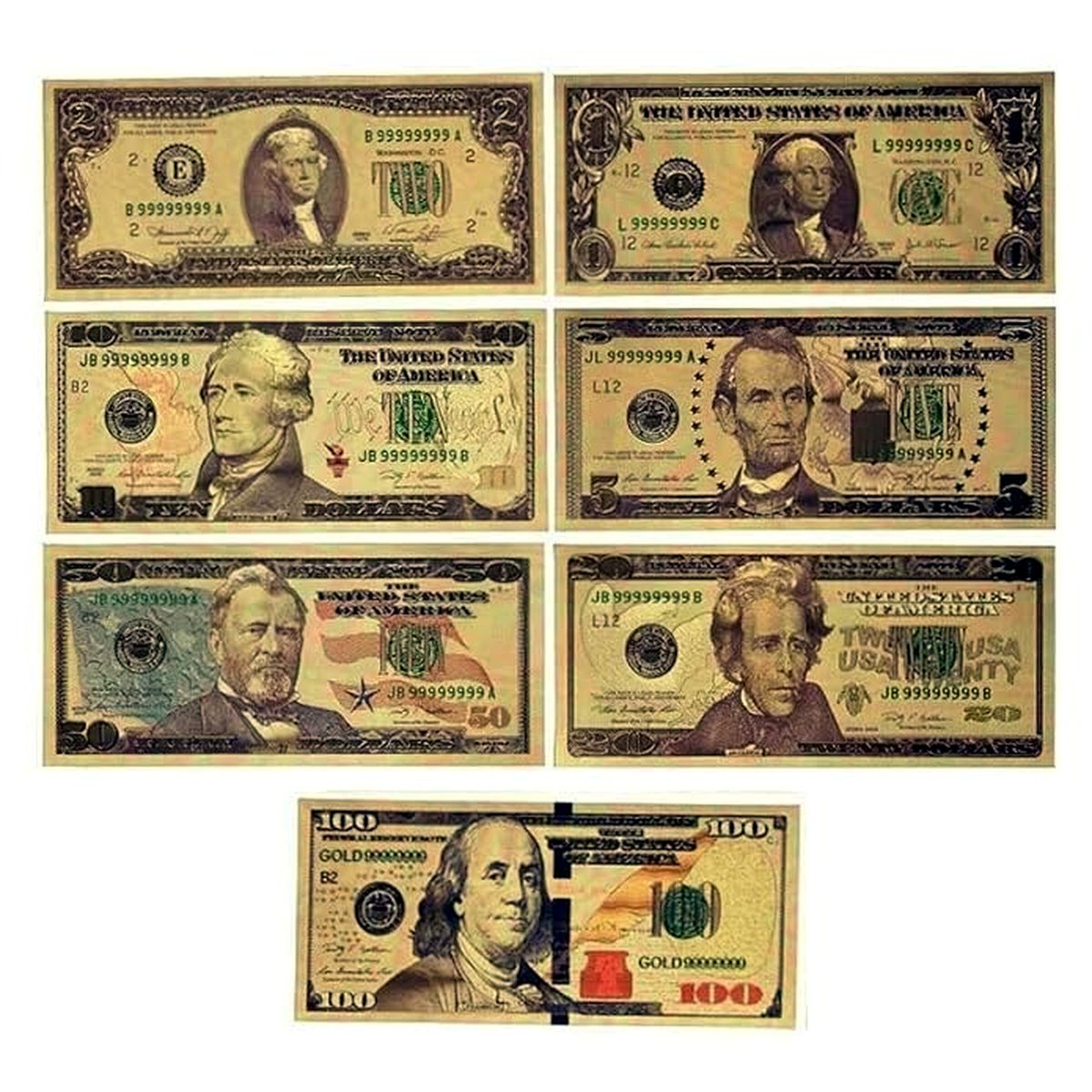 Gold Plated Foil Banknotes - USD Dollars