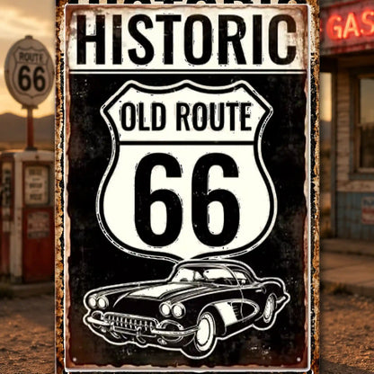 Historic Route 66 Tin Sign - (20 × 30 cm)