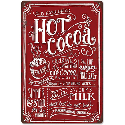 Hot Cocoa Recipe Tin Sign