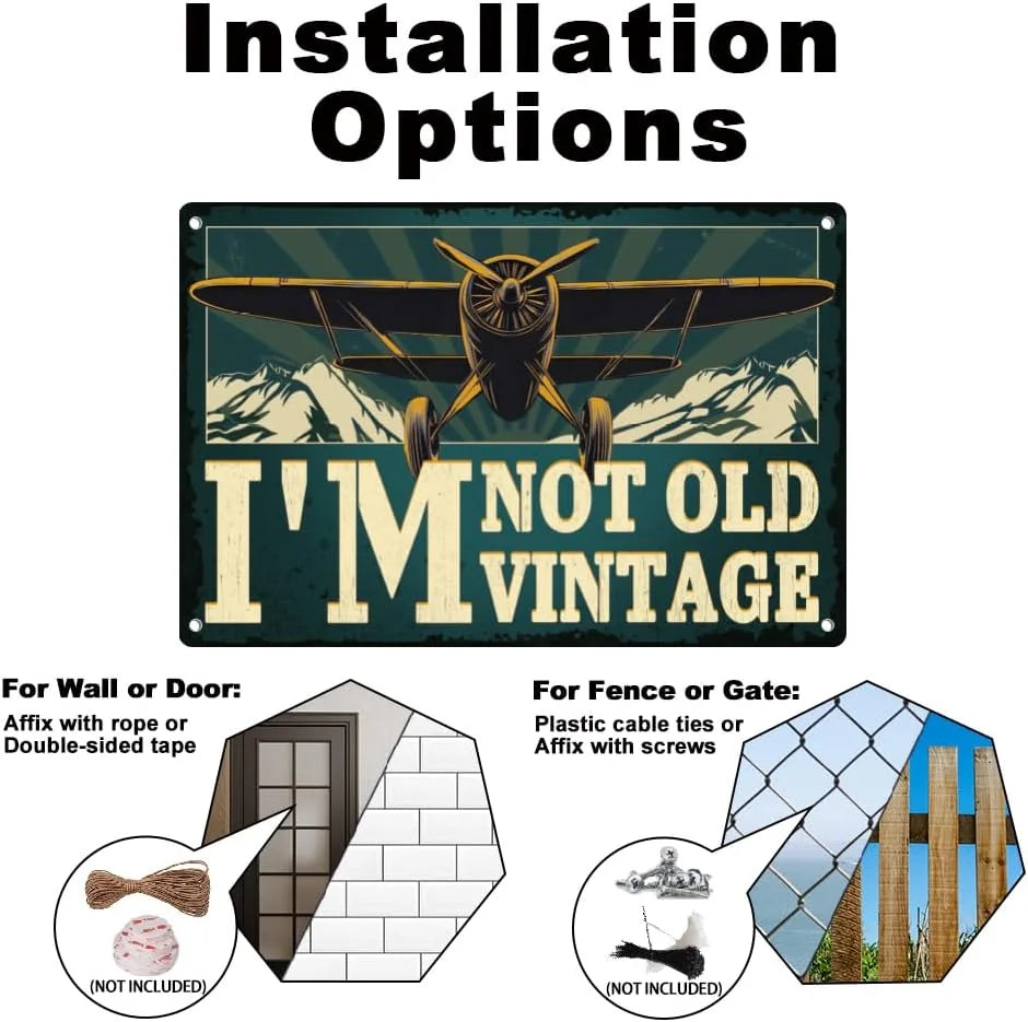 Vintage VOT Certified Tin Sign featuring a classic airplane design for aviation decor or wall art.