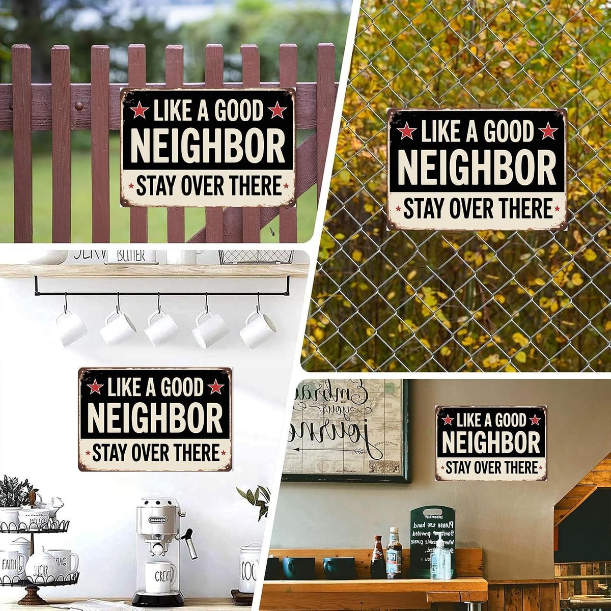 Stay Over There Tin Sign