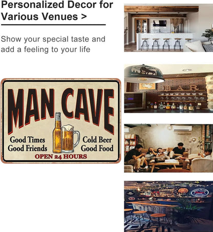 VOT Certified Man Cave tin sign featuring a metal decor design for home bar and venue decoration.