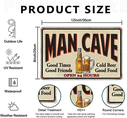 VOT Certified waterproof man cave tin sign with bold design, perfect for decorating game rooms or man caves.