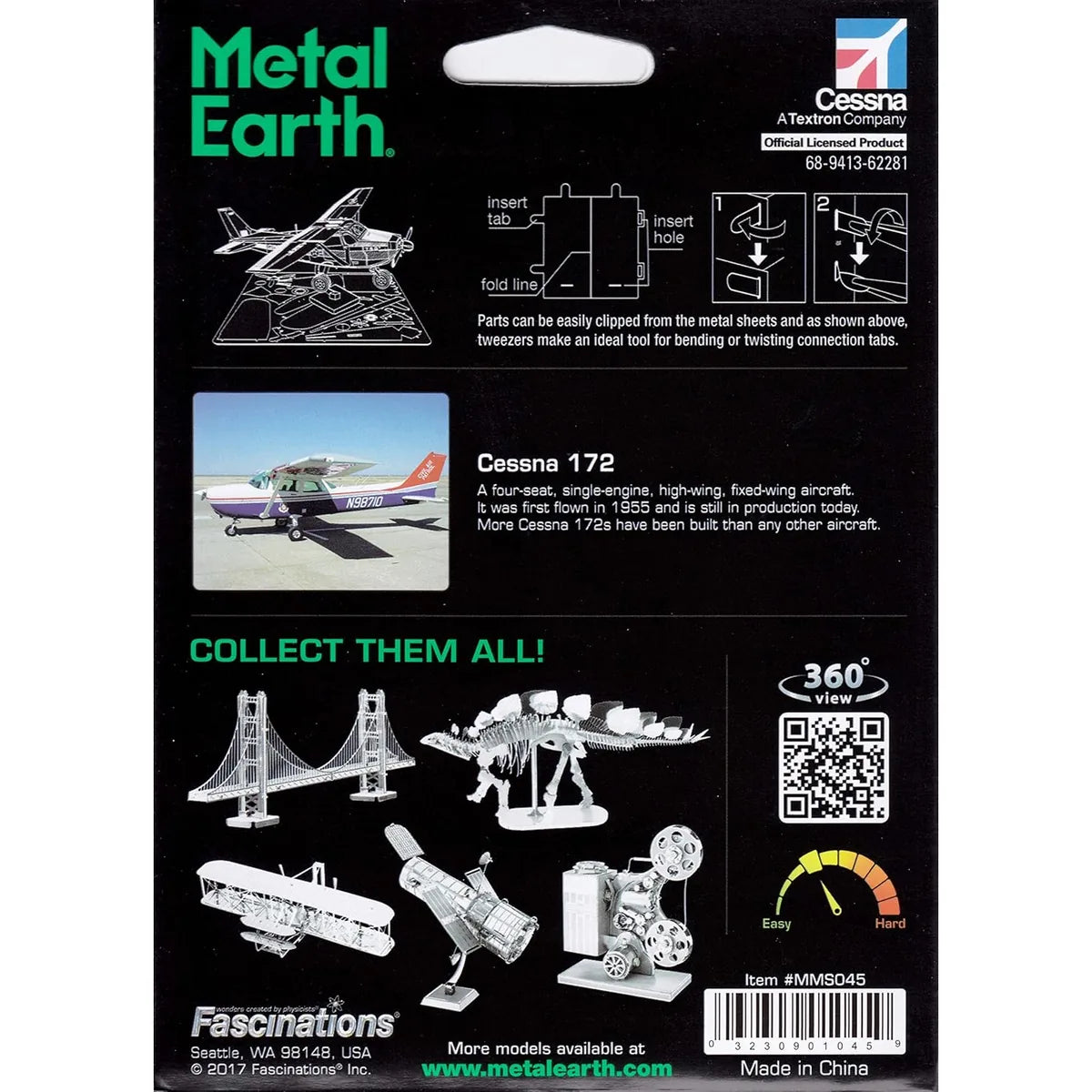 Cessna 172 Airplane 3D Metal Model Kit