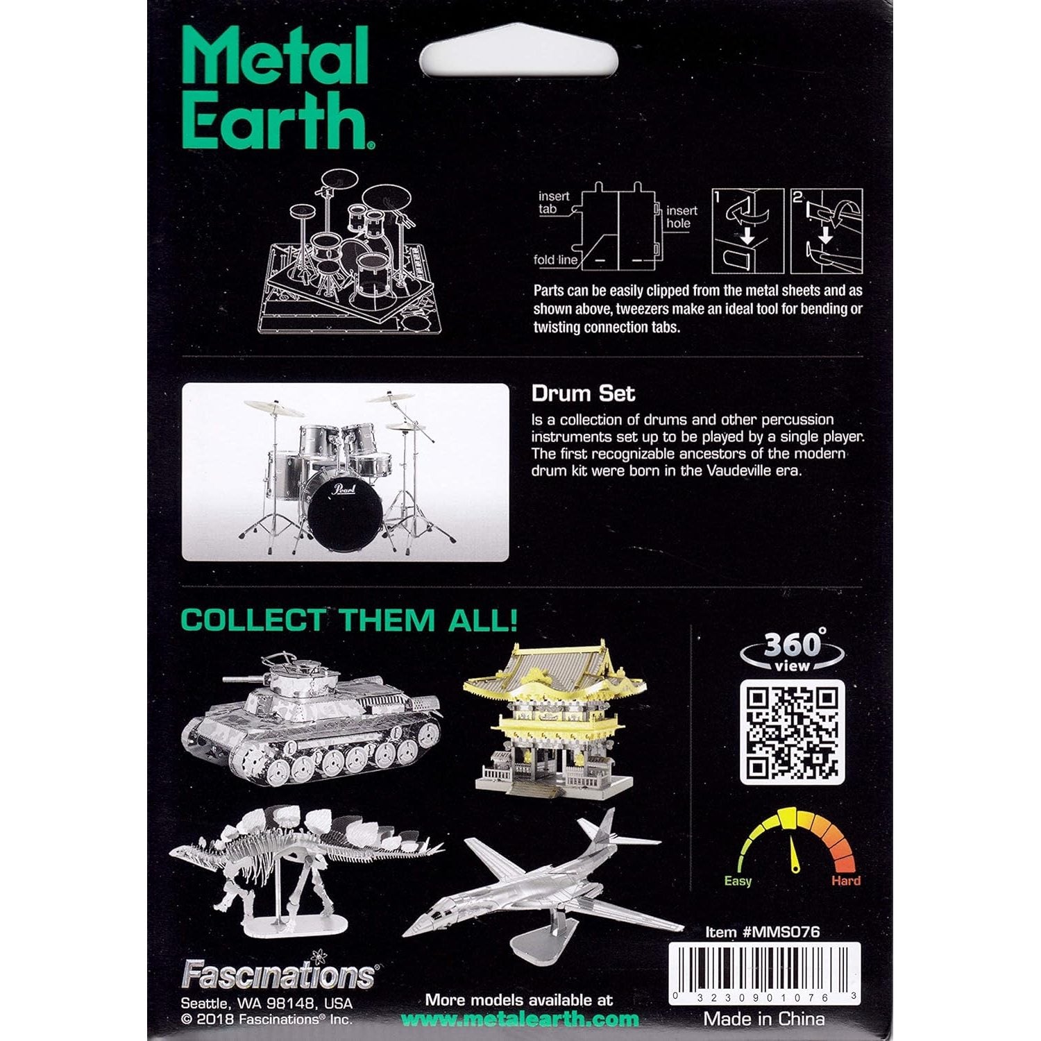 Drum Set 3D Metal Model Kit