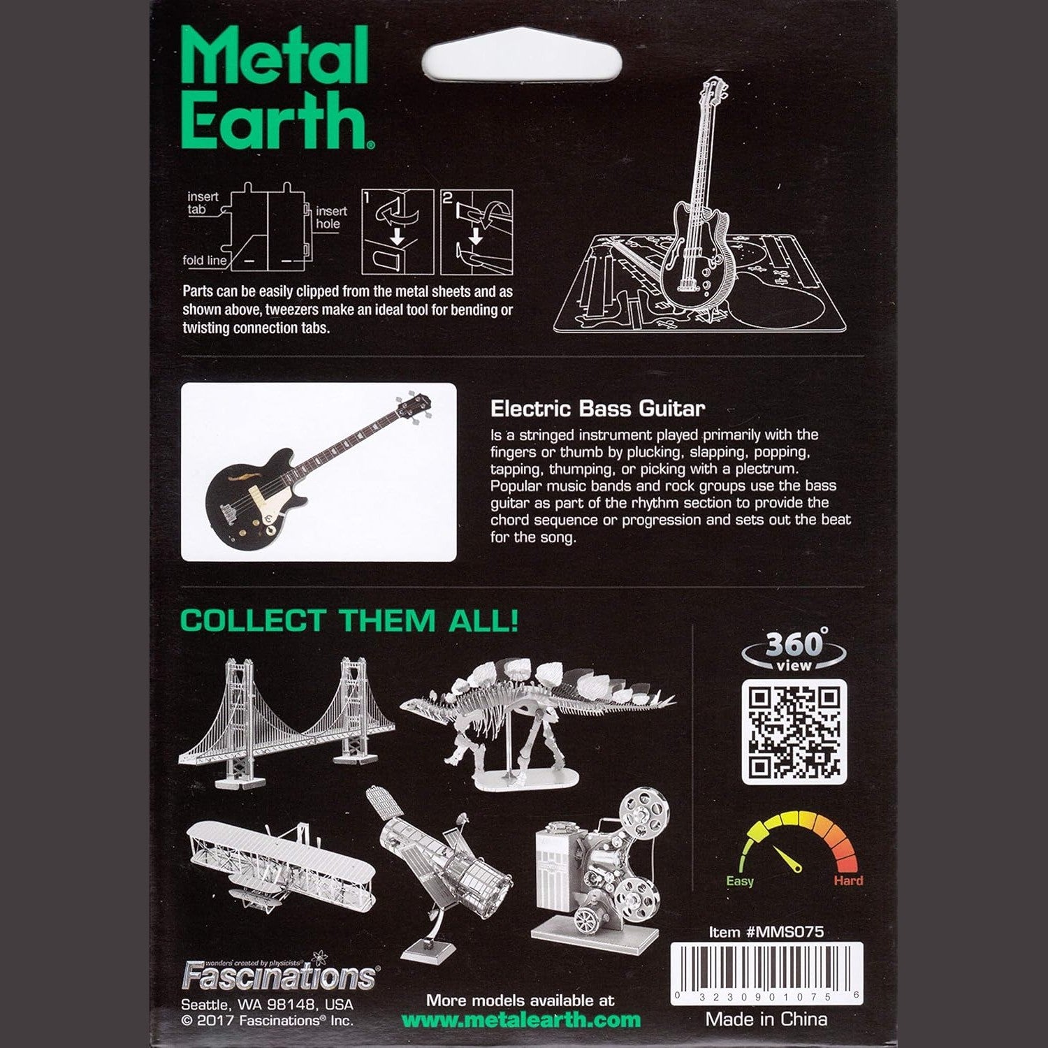 Electric Bass Guitar 3D Metal Model Kit
