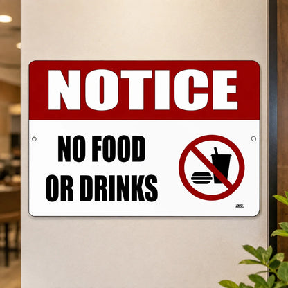 No Food or Drinks Tin Sign - (30 × 20 cm)
