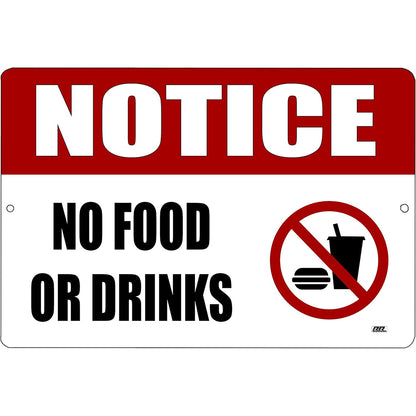 No Foods or Drinks Tin Sign
