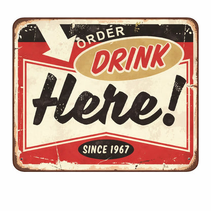 Order Drink Here Tin Sign