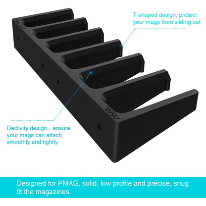 Solid ABS 6-Slot PMAG Wall Mount & Magazine Rack