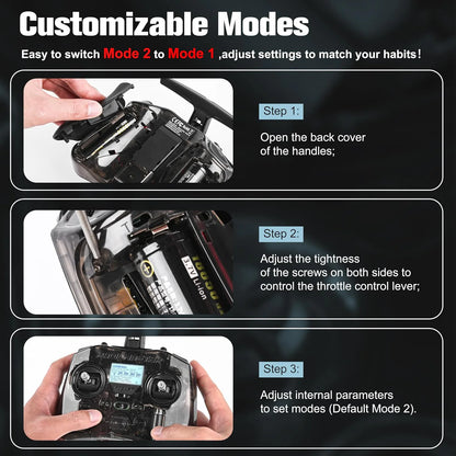 Instructions for switching customizable modes on a device with text and images.