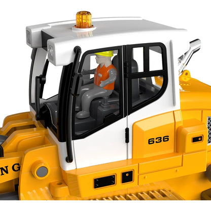 VOT Certified Micro-Scale Pro-Grade RC Bulldozer with detailed cab and loader features for precise remote control operation.