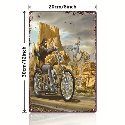 VOT Certified motorcycle poster tin sign featuring vintage motorcycle artwork, ideal for garage or man cave decor