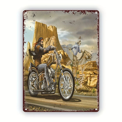 VOT Certified motorcycle poster tin sign with vintage bike graphic, metal wall decor for motorcycle enthusiasts.