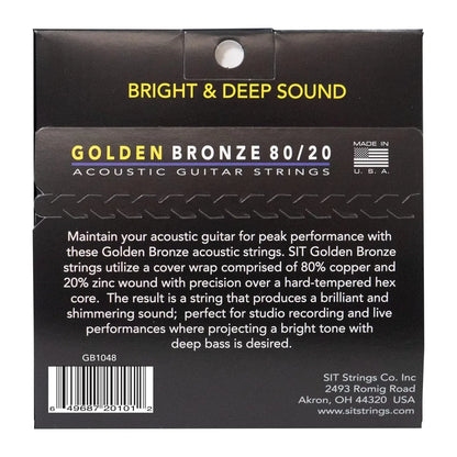 Golden Bronze Acoustic Guitar Strings, Extra Light 10-48