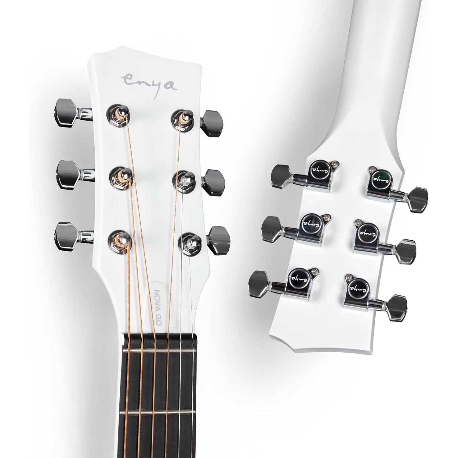 Enya NOVA GO SP1 acoustic guitar with a natural wood finish, six strings, and a compact design for portable playing.