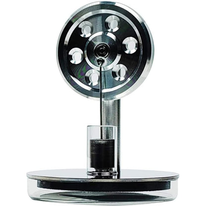 Mini Stirling low temperature steam engine by Stirling, showing the detailed metal components and compact design.