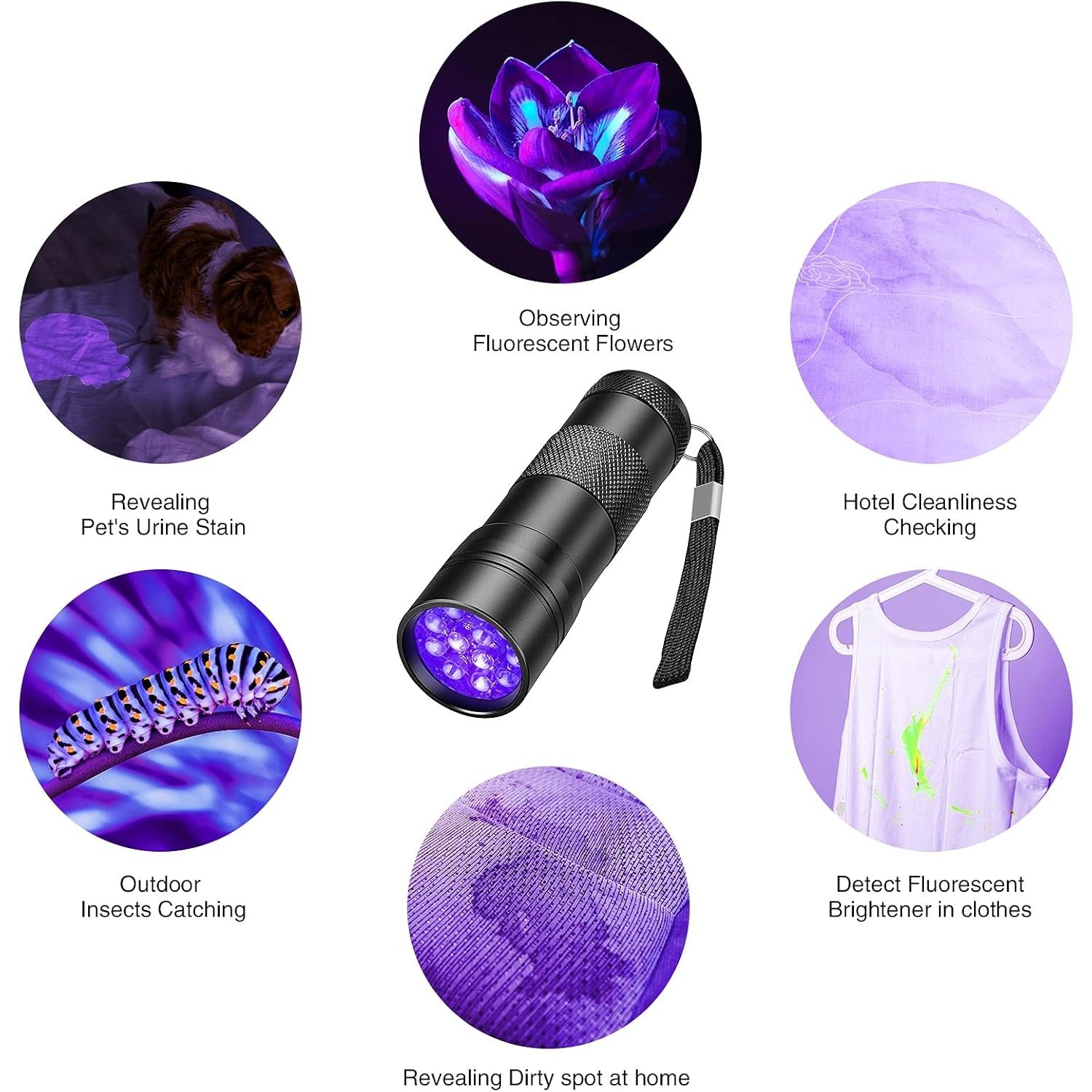 UV Flashlight - 12 LEDs - 2 Pack