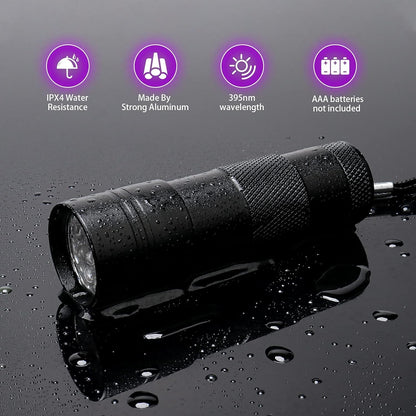UV Flashlight - 12 LEDs - 2 Pack